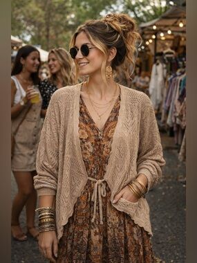 Torrid gold Crochet slightly cropped cardigan.